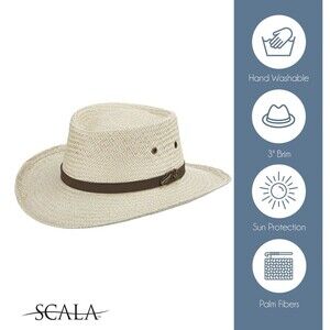 Men's Scala Pro Series Palm Fiber Gambler Hat Golf Straw Western Cowboy Cowboy